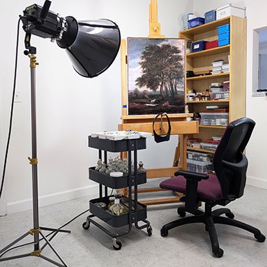 Inpainting of an oil painting on canvas.