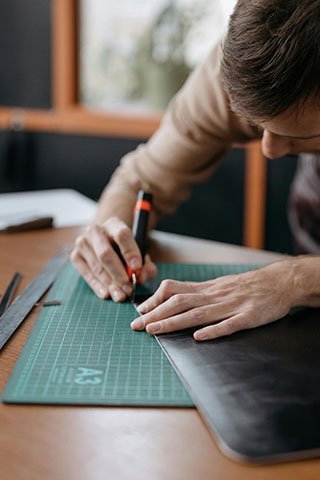 A conservator working on a project