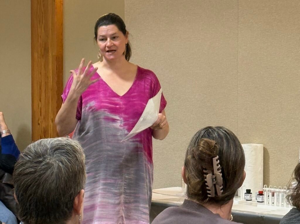 Brittany Dinneen teaches a course on identifying hazardous materials in collections.